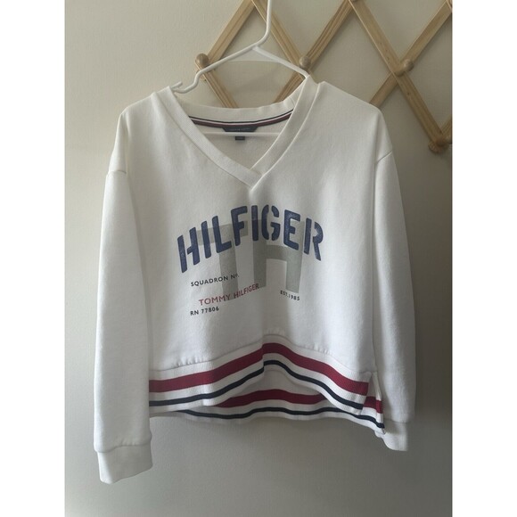 Tommy Hilfiger Sweatshirt White Size Large Women’s - Picture 1 of 4